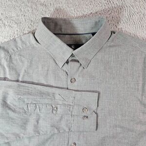 Hart Schaffner Marx Shirt Men Large‎ Cotton Button Up Long Sleeve Gray